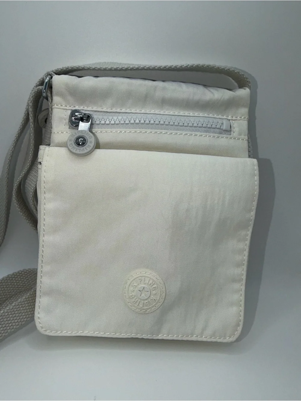 Kipling Cream Compact Messenger Crossbody Bag for Men